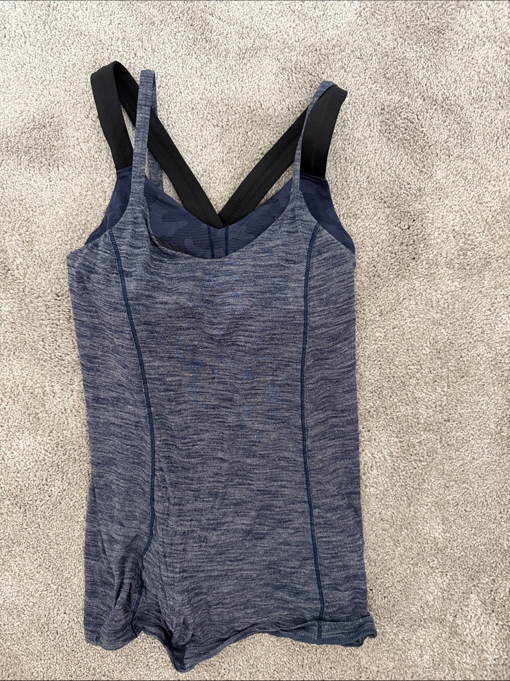 Navy Blue Athletic Tank with Built-In Shelf Bra